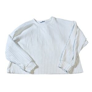 Zara x Trafaluc Women Size Medium White Long Sleeve White Sweater Boxy Soft